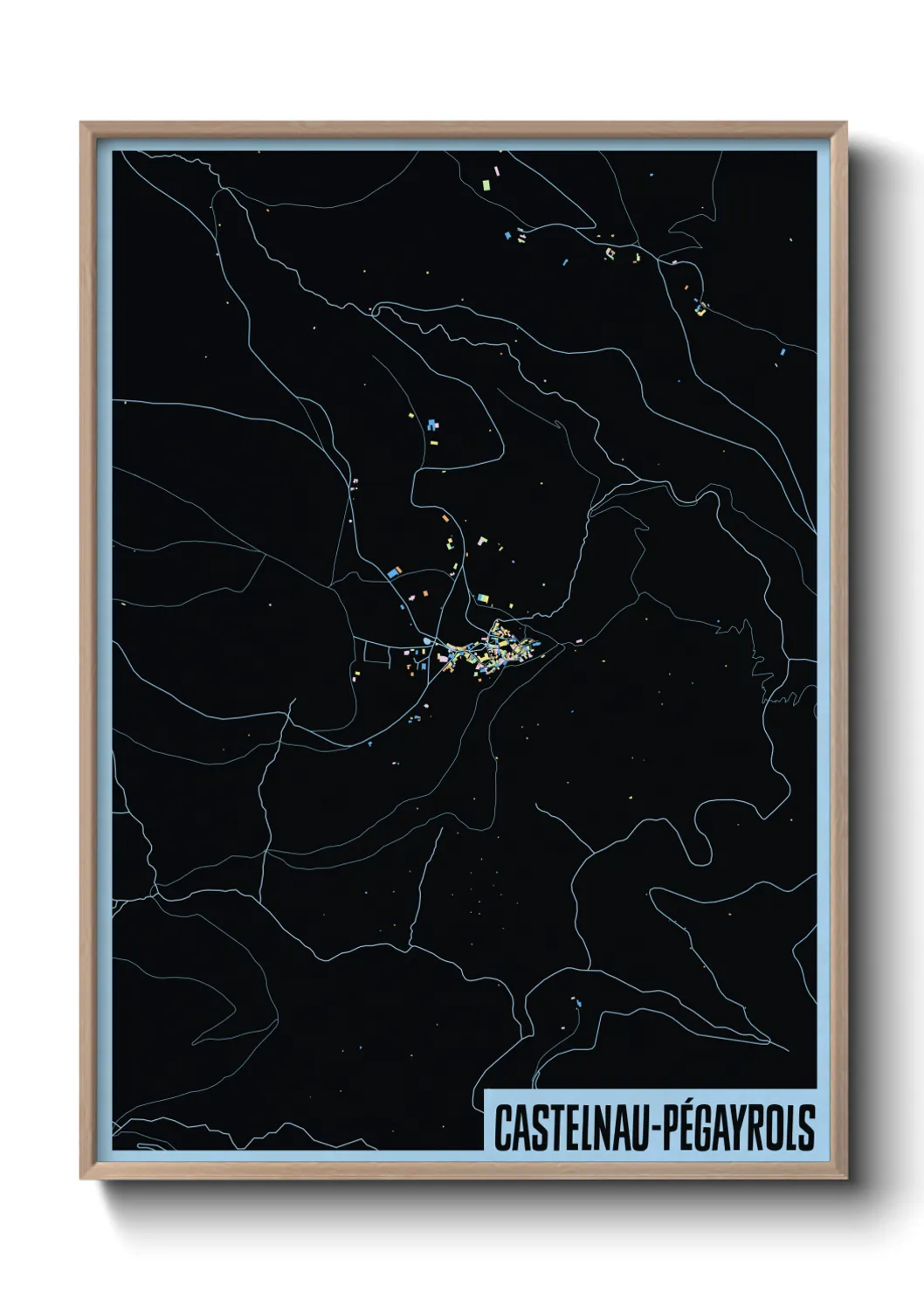 Une affiche de carte sur Castelnau-Pégayrols