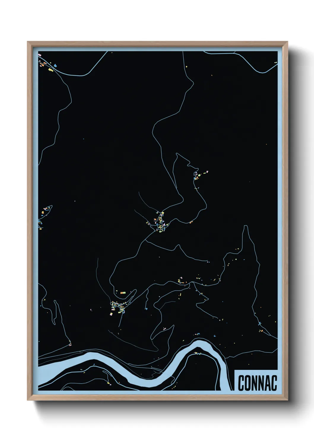 Une affiche de carte sur Connac