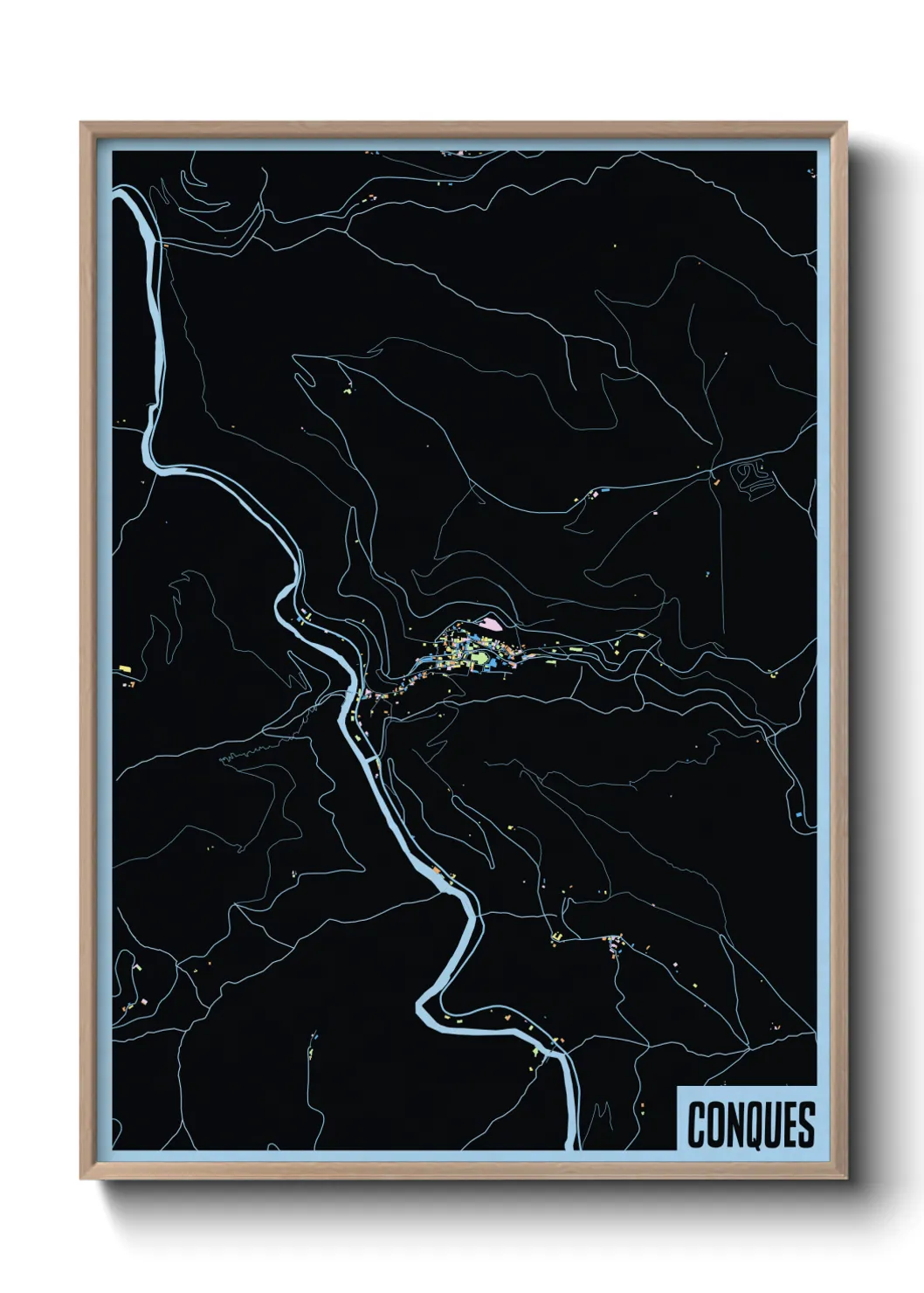 Une affiche de carte sur Conques