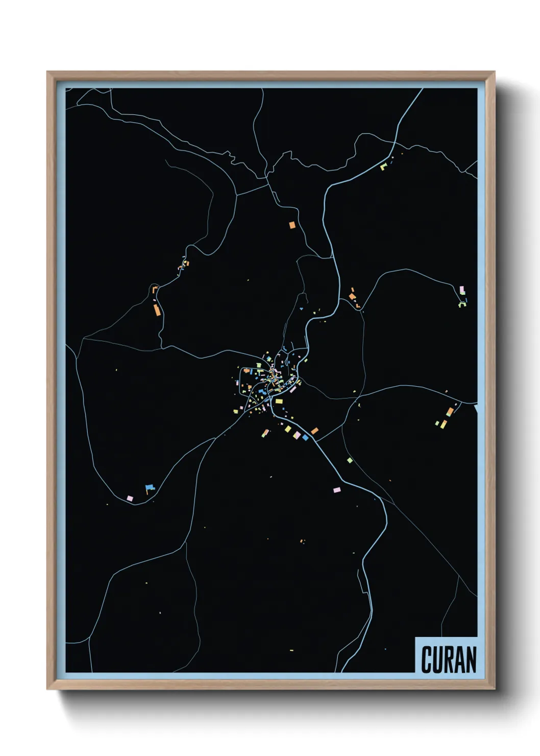 Une affiche de carte sur Curan