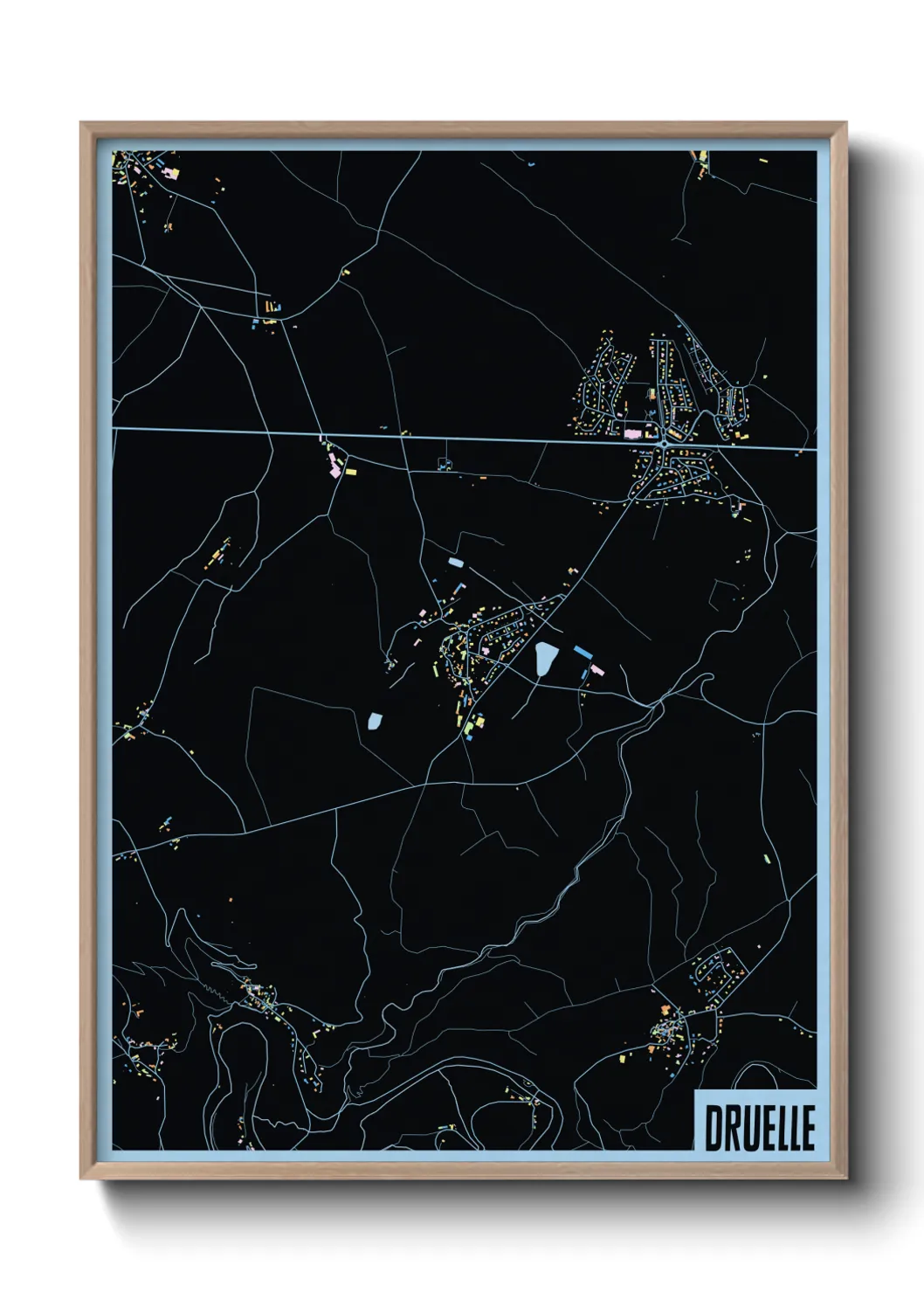 Une affiche de carte sur Druelle