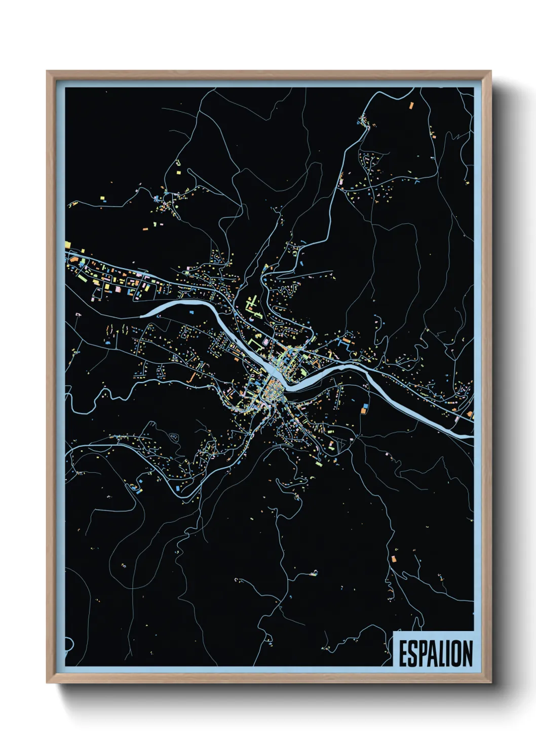 Une affiche de carte sur Espalion