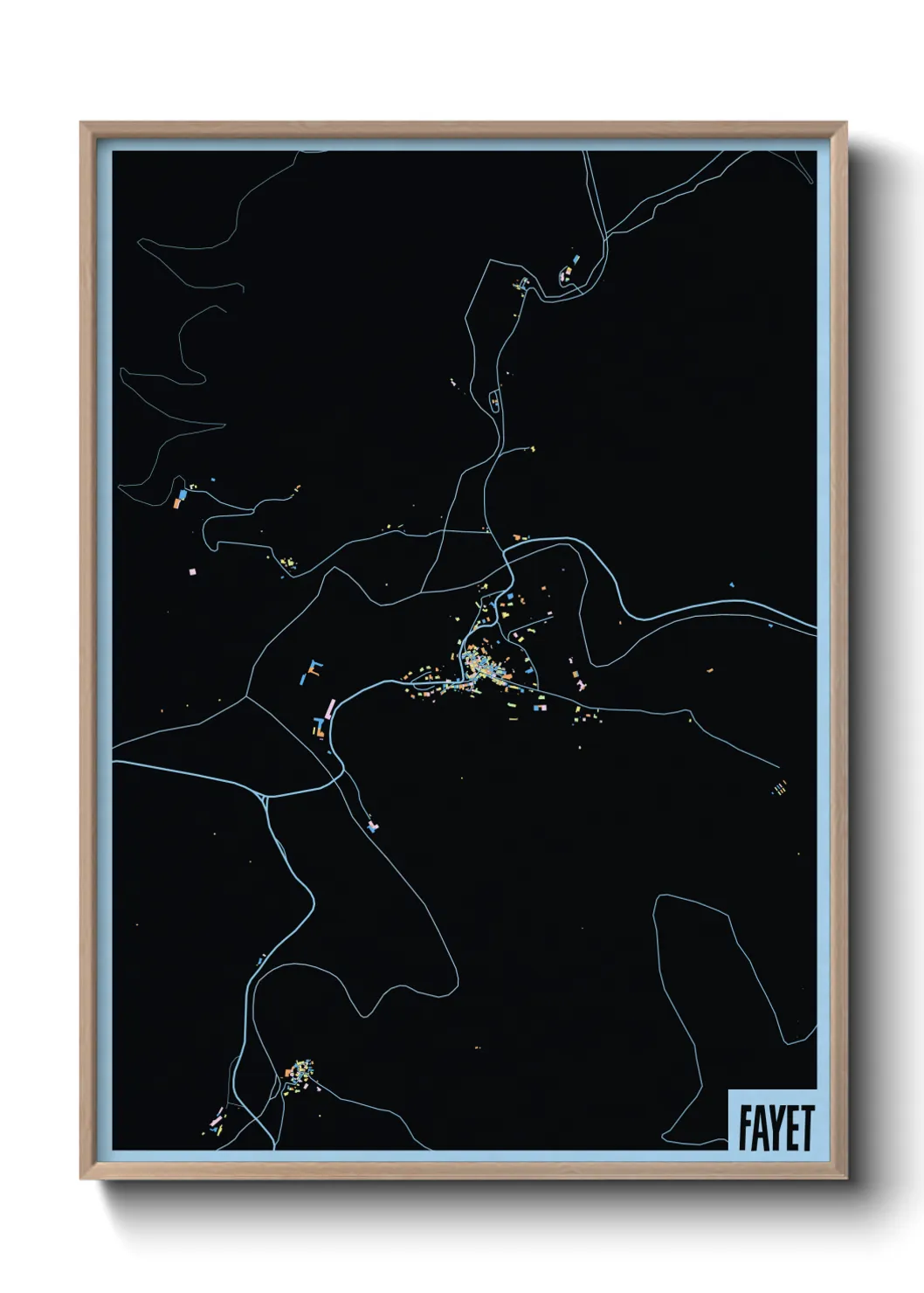 Une affiche de carte sur Fayet