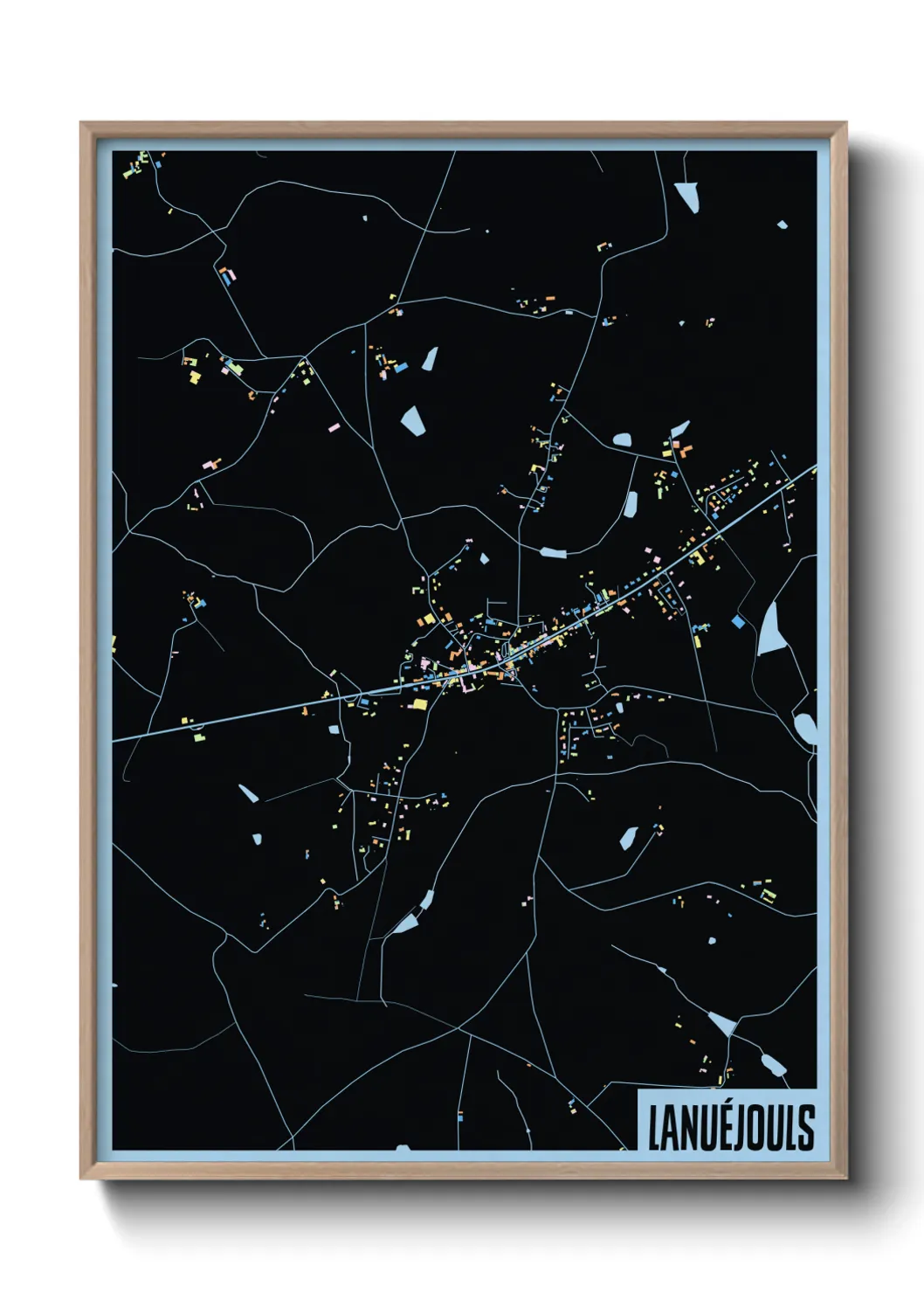 Une affiche de carte sur Lanuéjouls