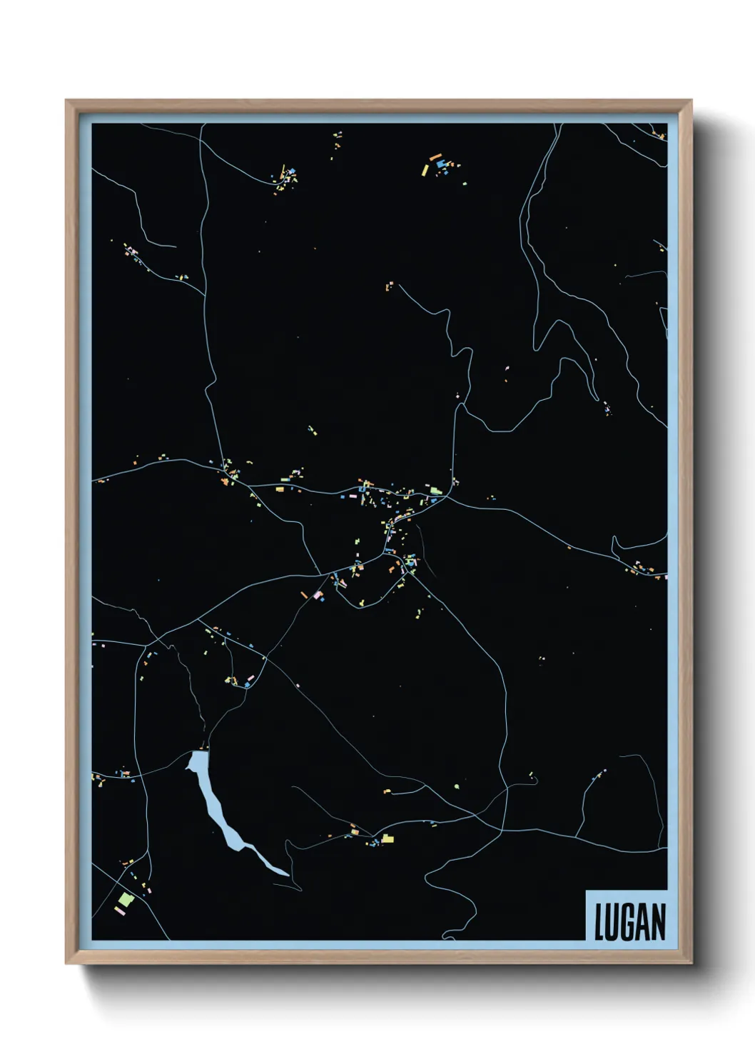 Une affiche de carte sur Lugan