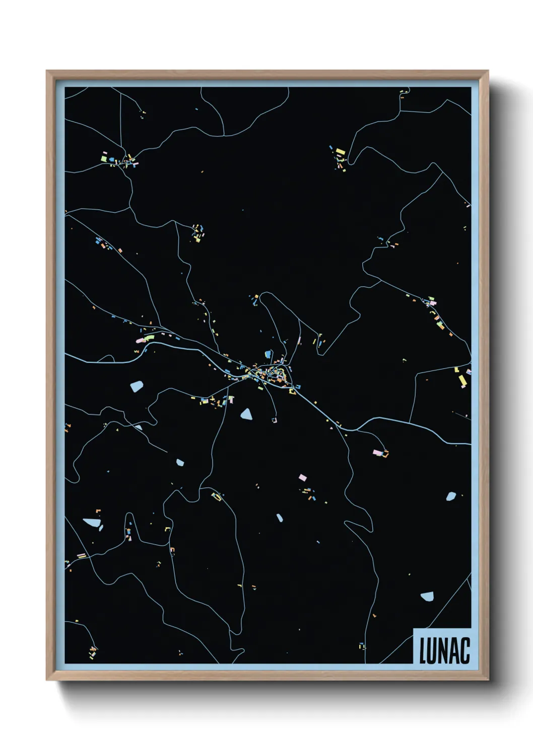 Une affiche de carte sur Lunac