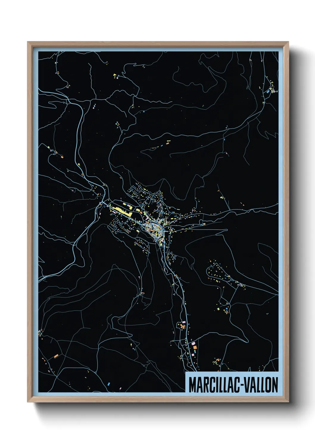 Une affiche de carte sur Marcillac-Vallon