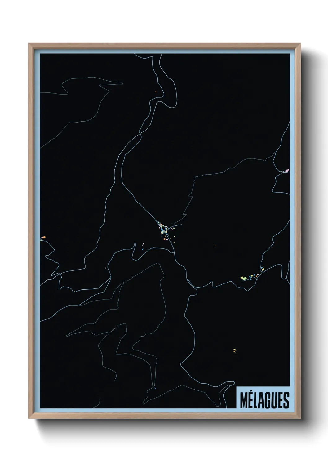 Une affiche de carte sur Mélagues