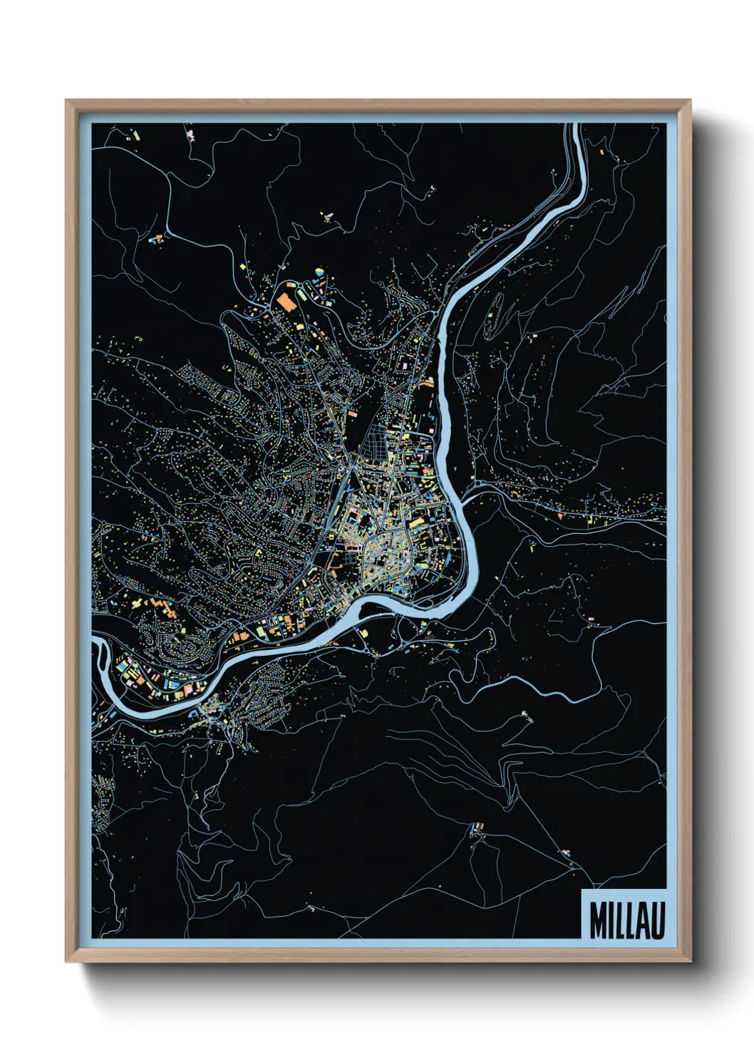 Une affiche de carte sur Millau