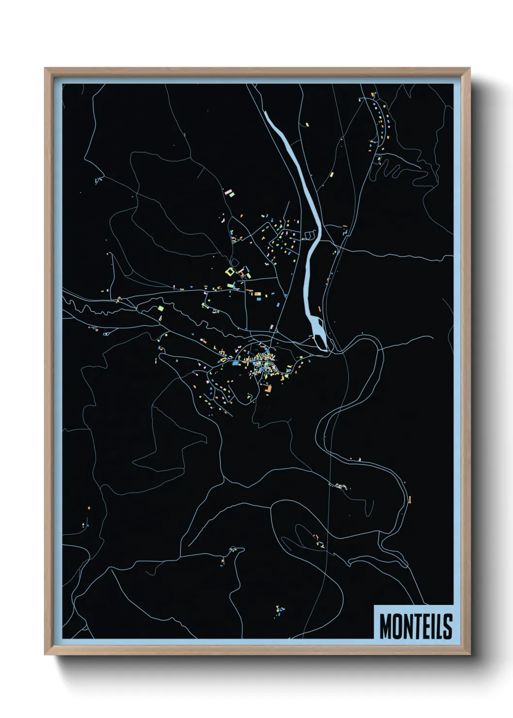 Une affiche de carte sur Monteils