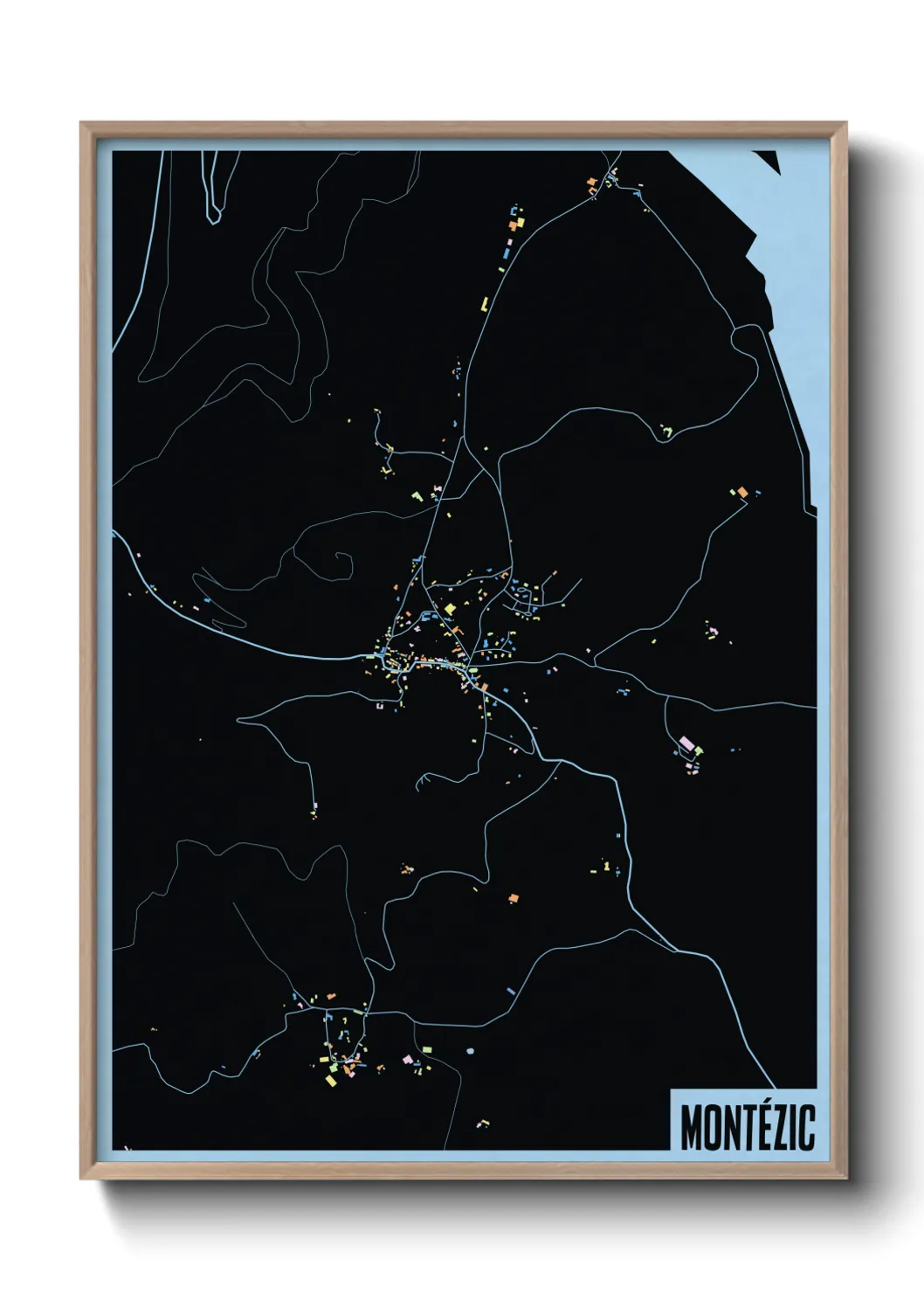 Une affiche de carte sur Montézic