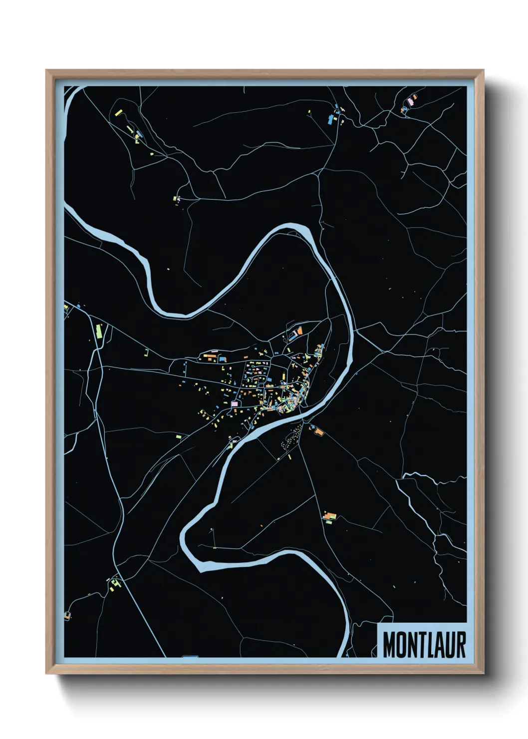 Une affiche de carte sur Montlaur