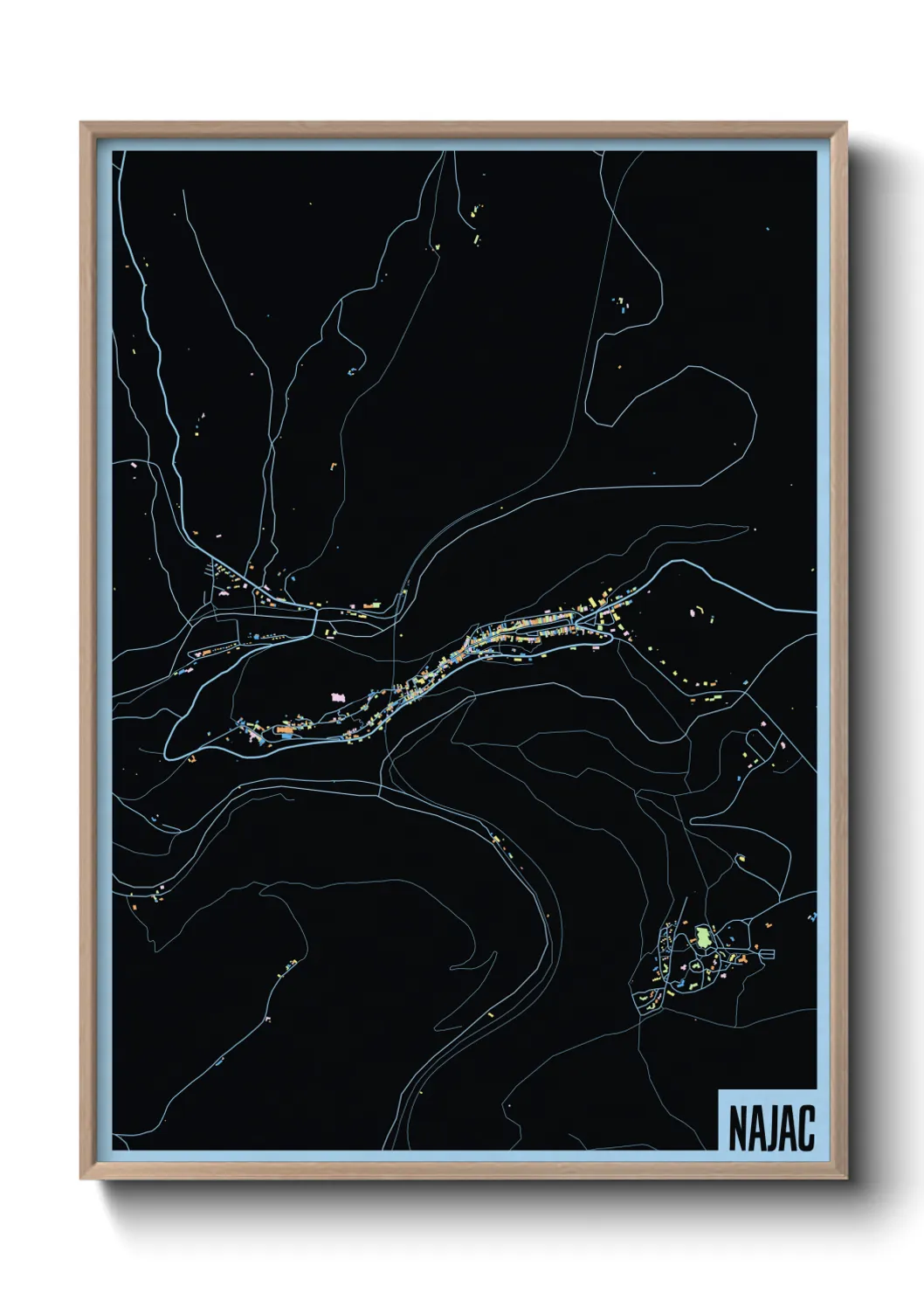 Une affiche de carte sur Najac