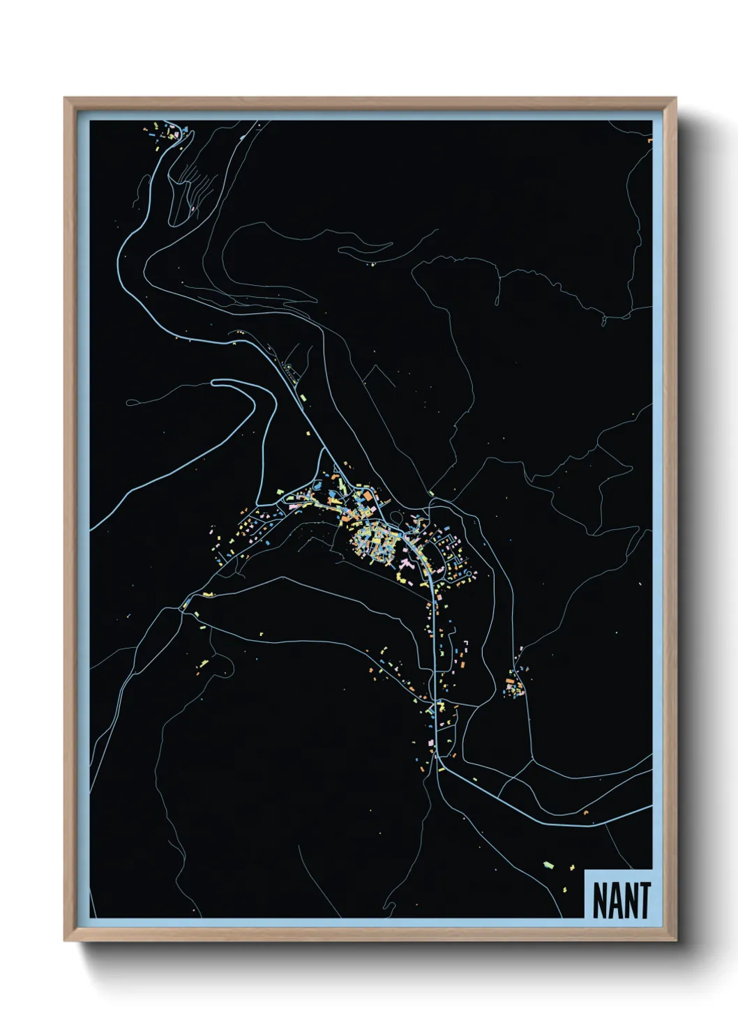 Une affiche de carte sur Nant