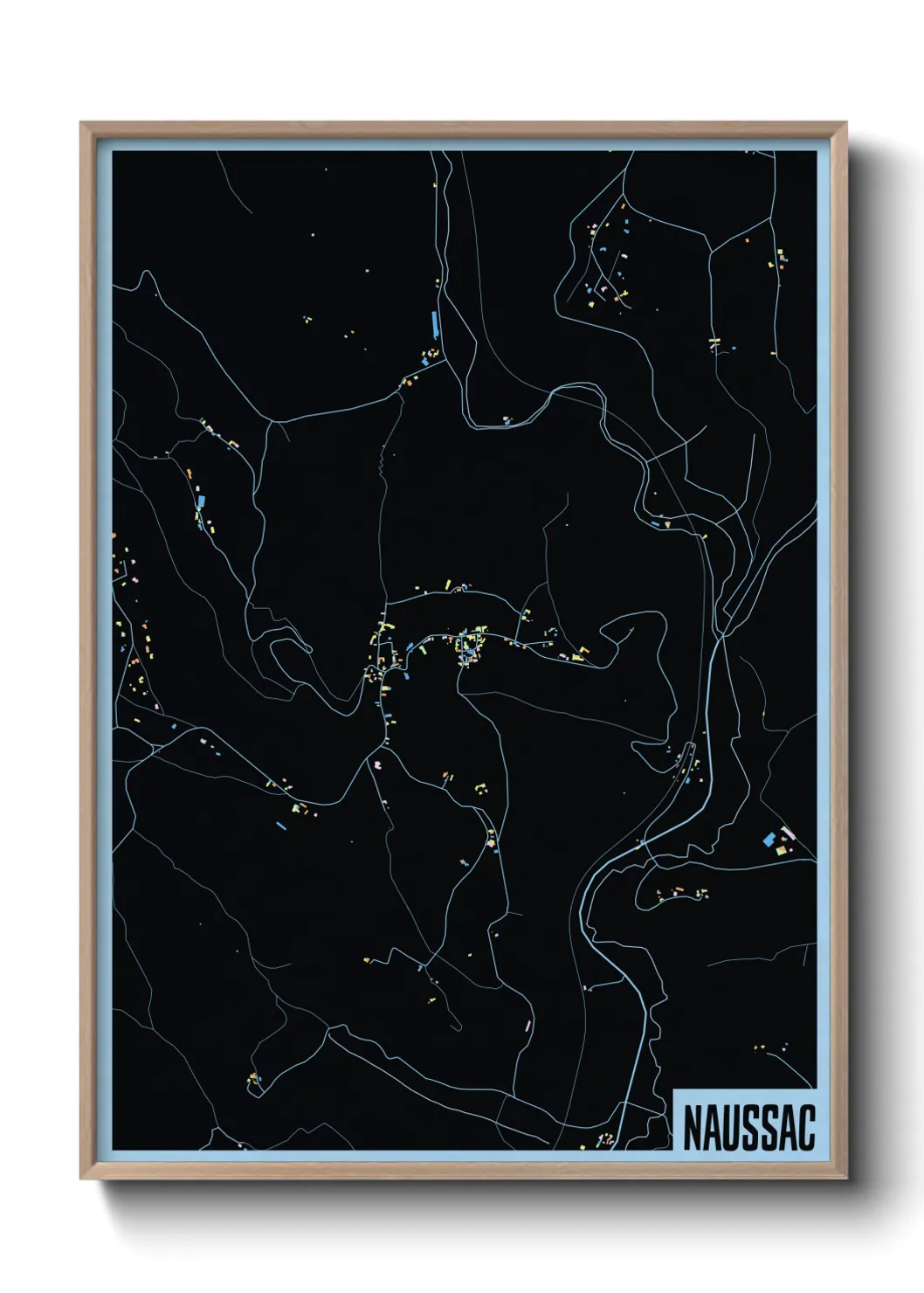 Une affiche de carte sur Naussac