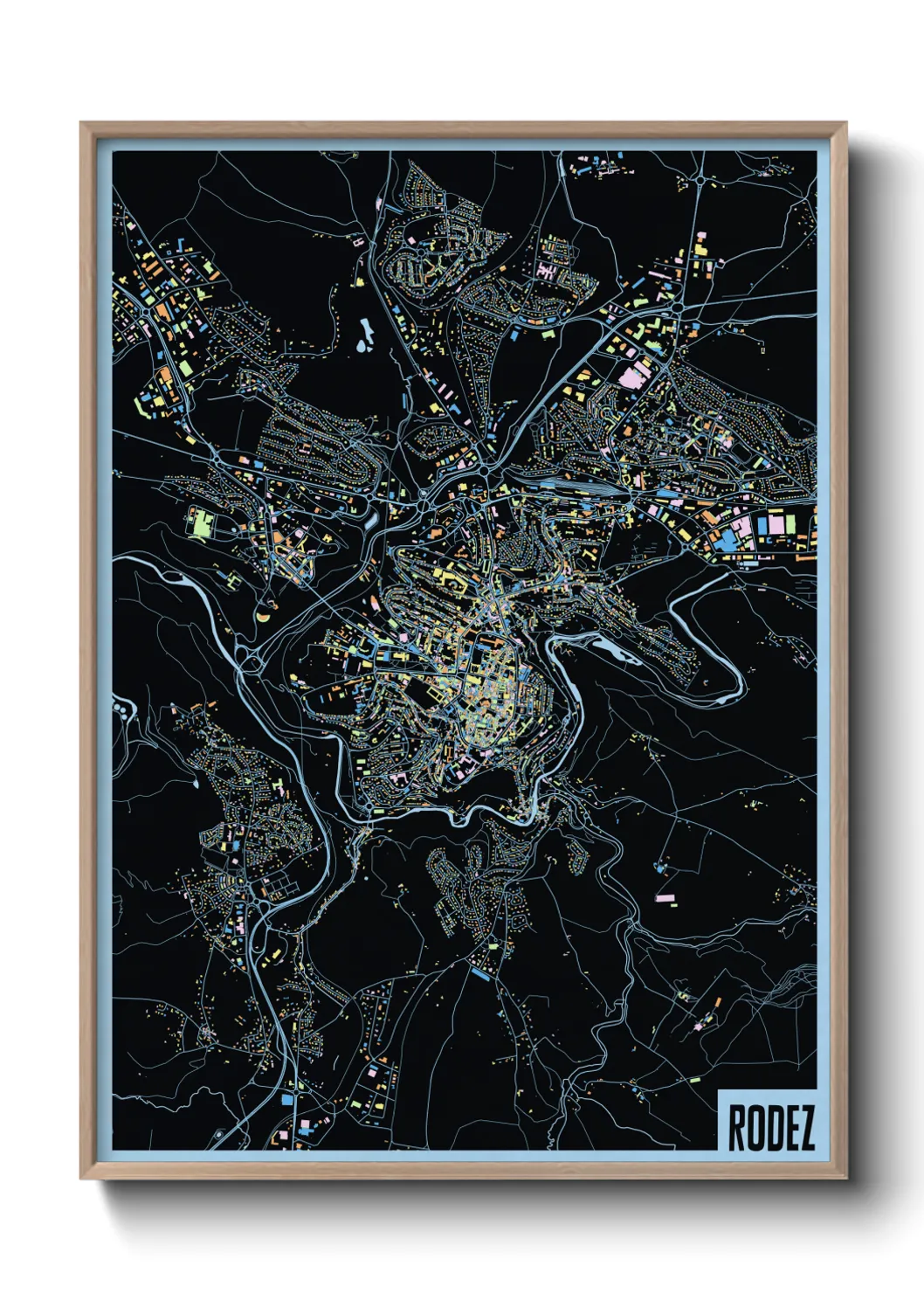 Une affiche de carte sur Rodez