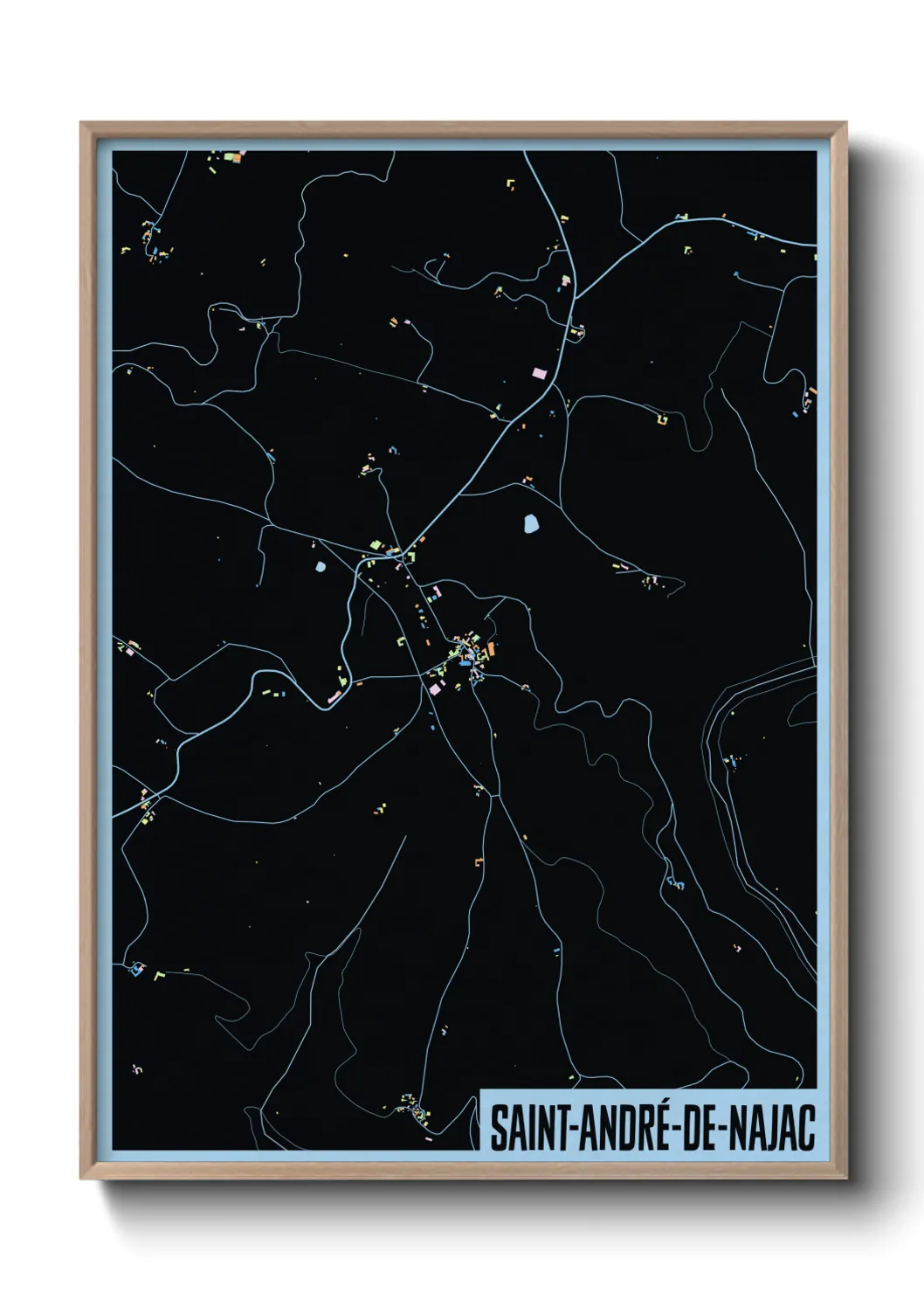 Une affiche de carte sur Saint-André-de-Najac