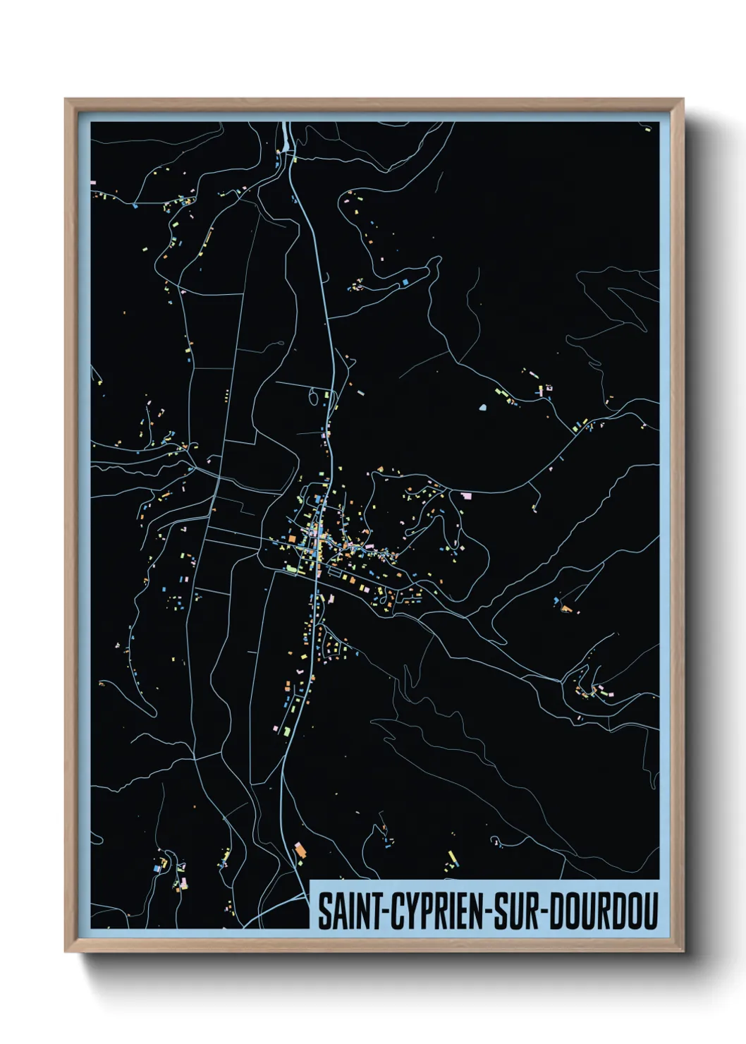Une affiche de carte sur Saint-Cyprien-sur-Dourdou