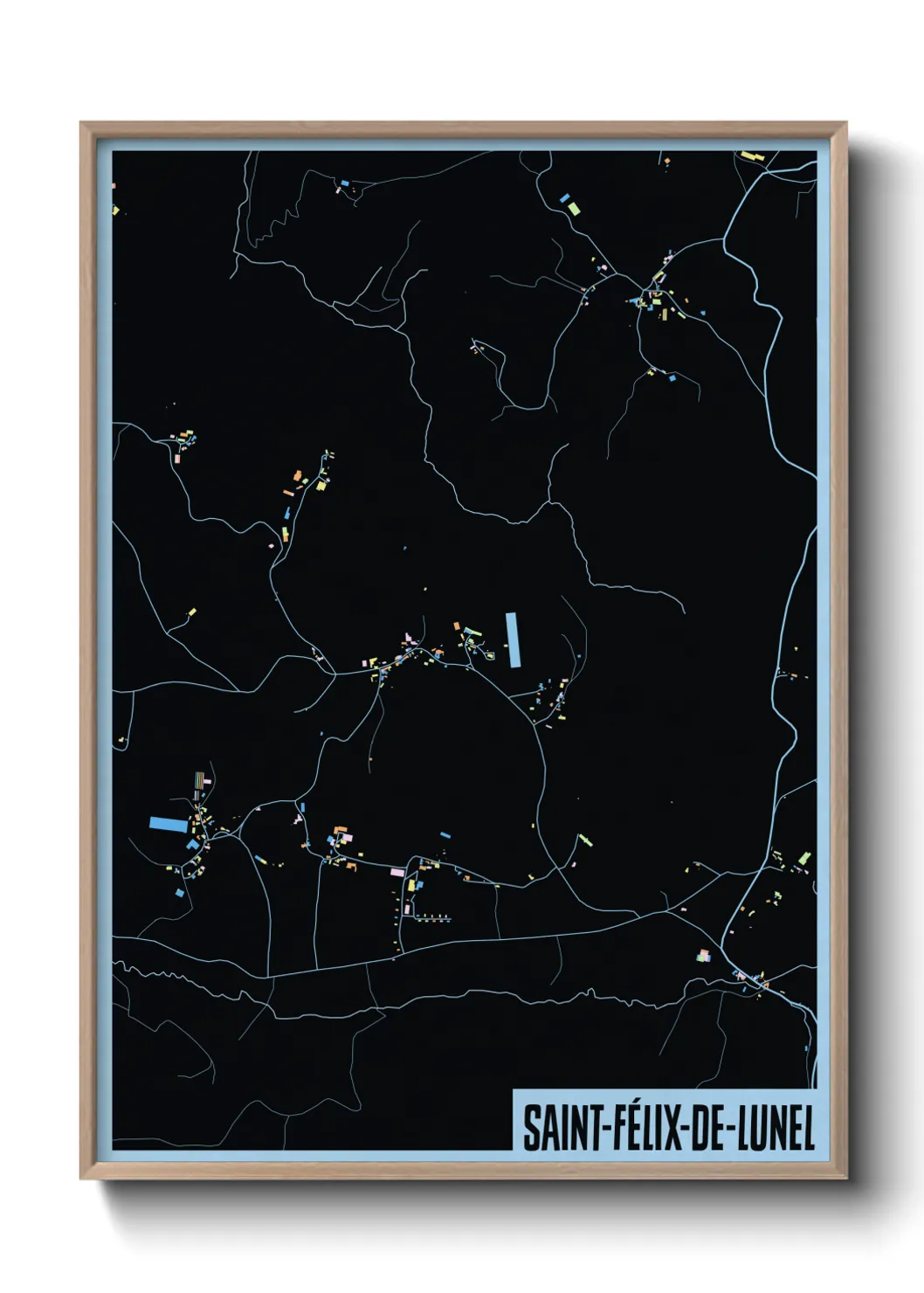 Une affiche de carte sur Saint-Félix-de-Lunel