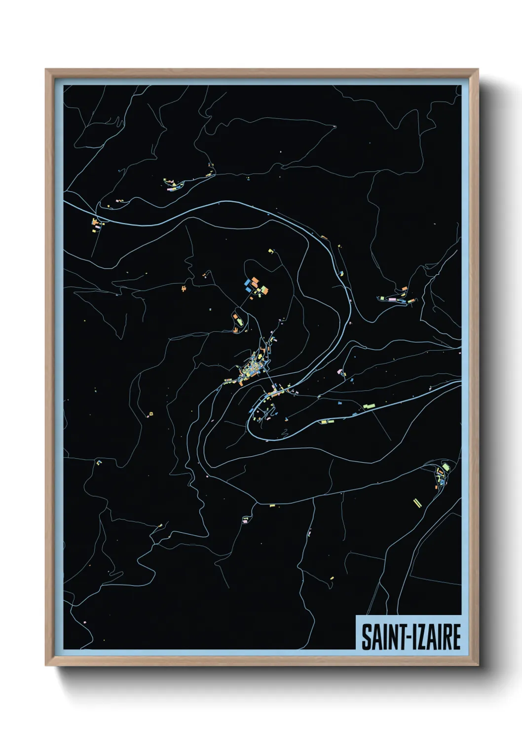 Une affiche de carte sur Saint-Izaire