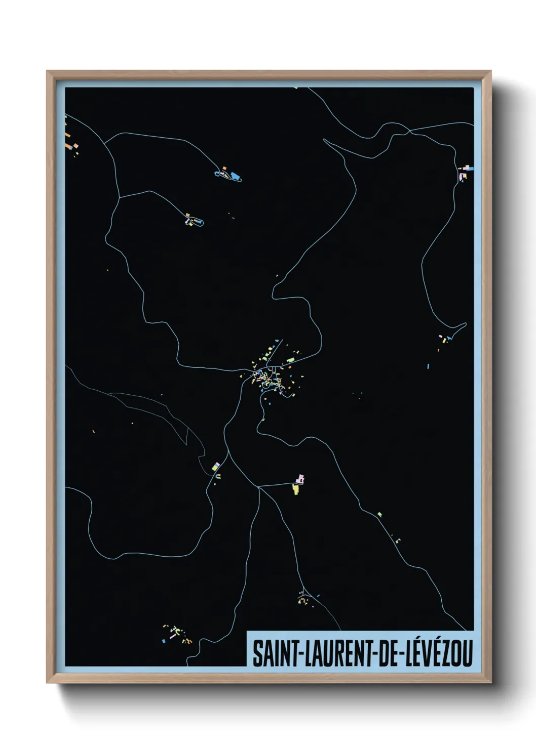 Une affiche de carte sur Saint-Laurent-de-Lévézou