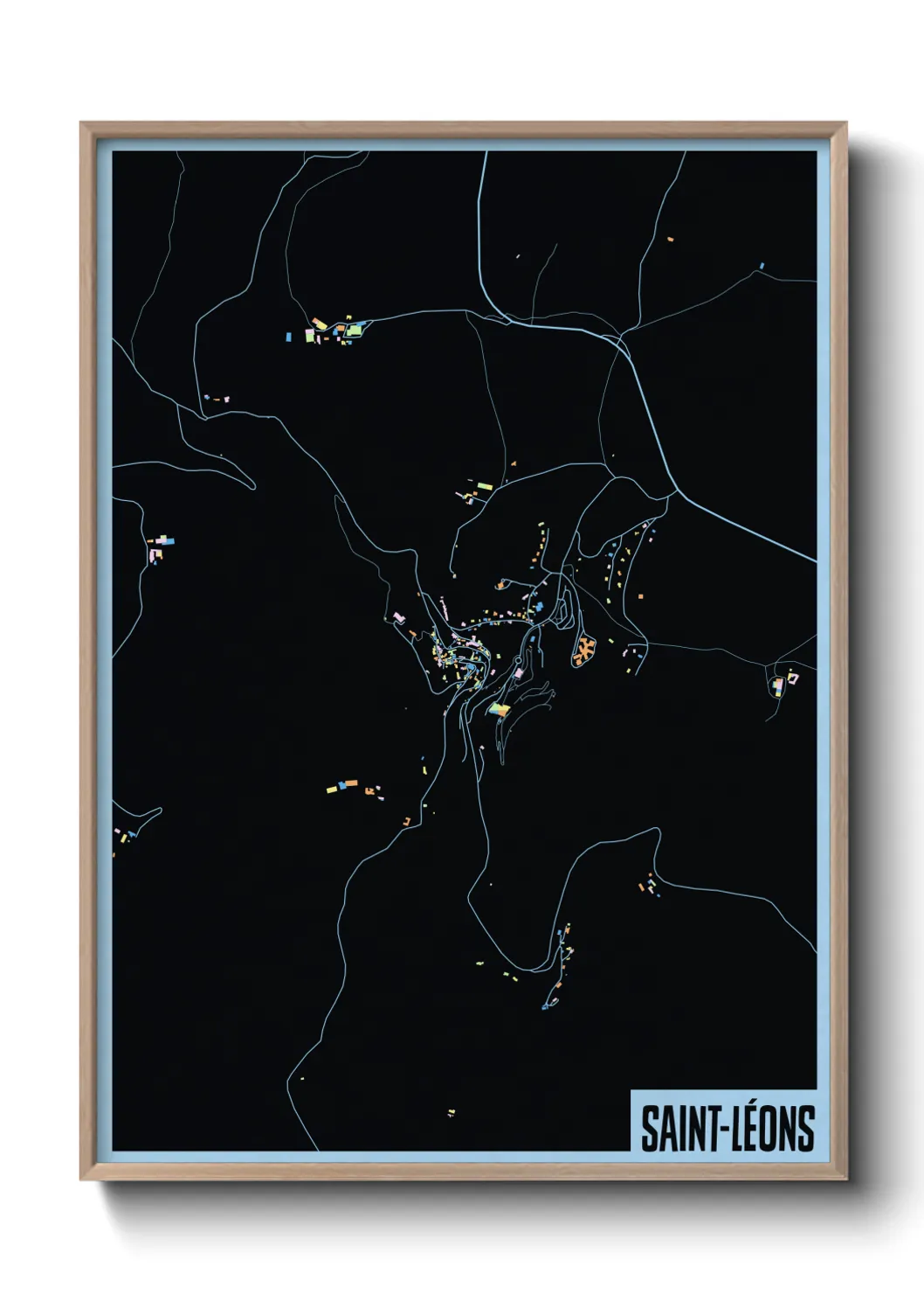 Une affiche de carte sur Saint-Léons