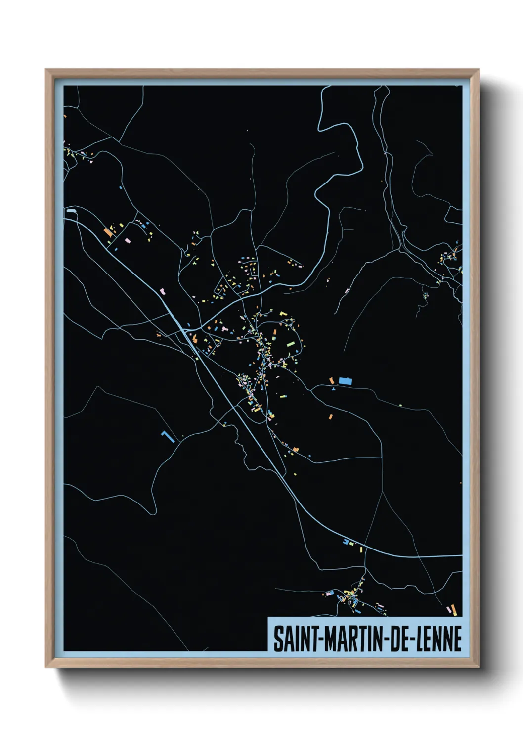 Une affiche de carte sur Saint-Martin-de-Lenne