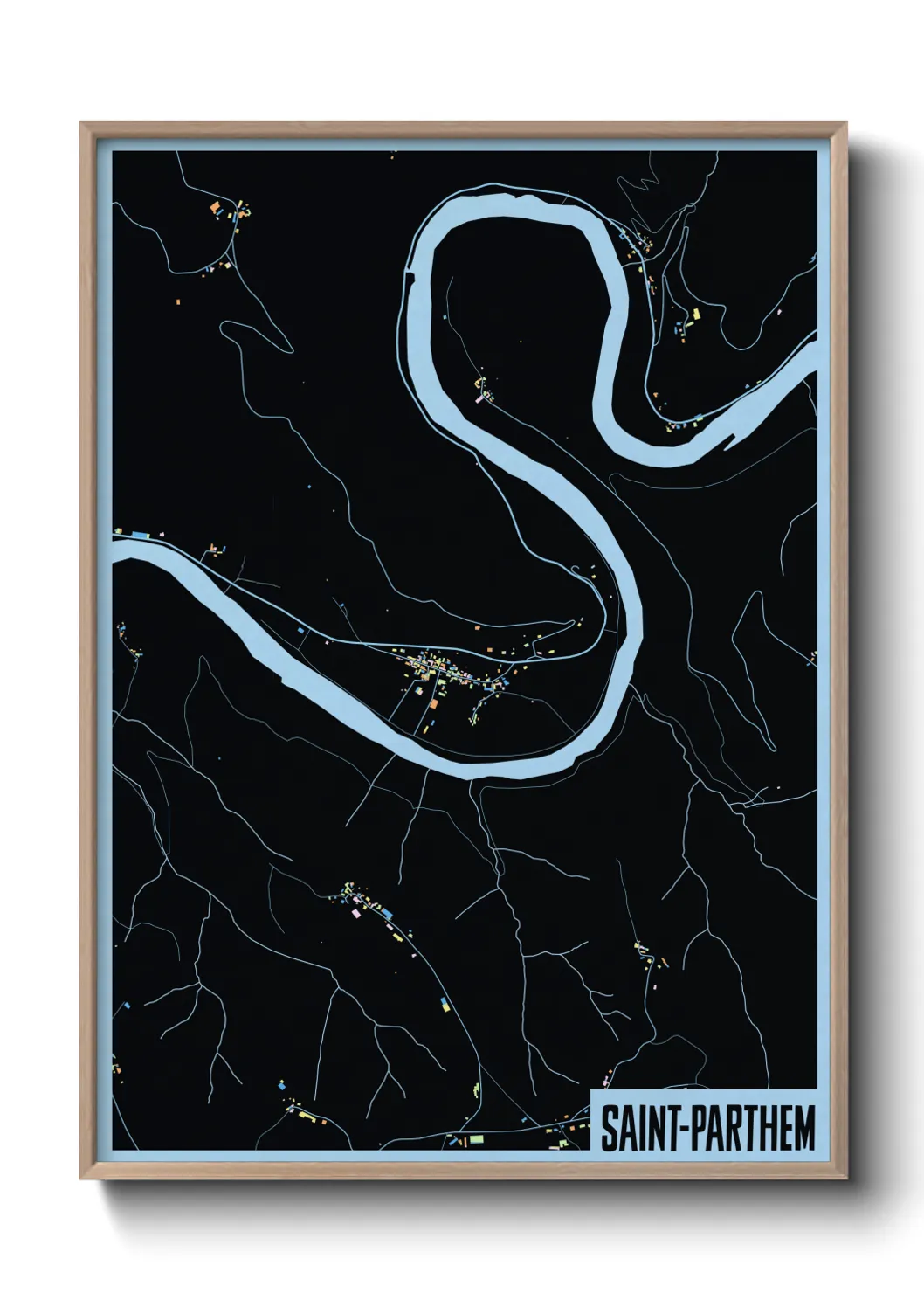 Une affiche de carte sur Saint-Parthem