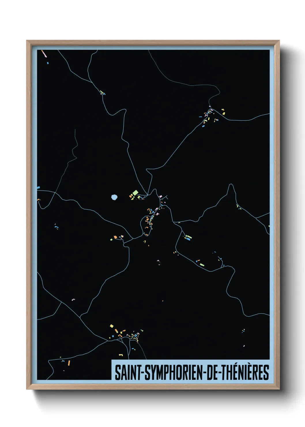 Une affiche de carte sur Saint-Symphorien-de-Thénières