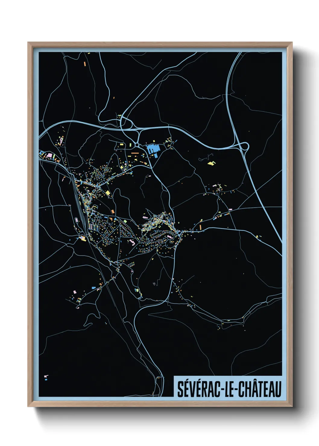 Une affiche de carte sur Sévérac-le-Château