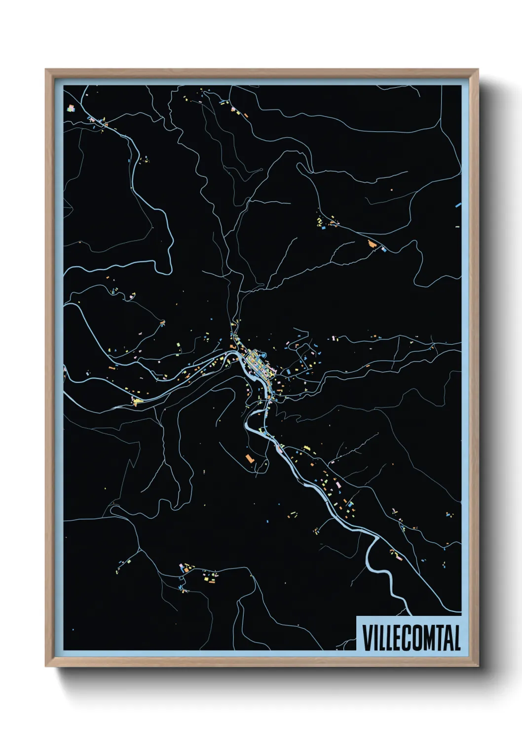 Une affiche de carte sur Villecomtal