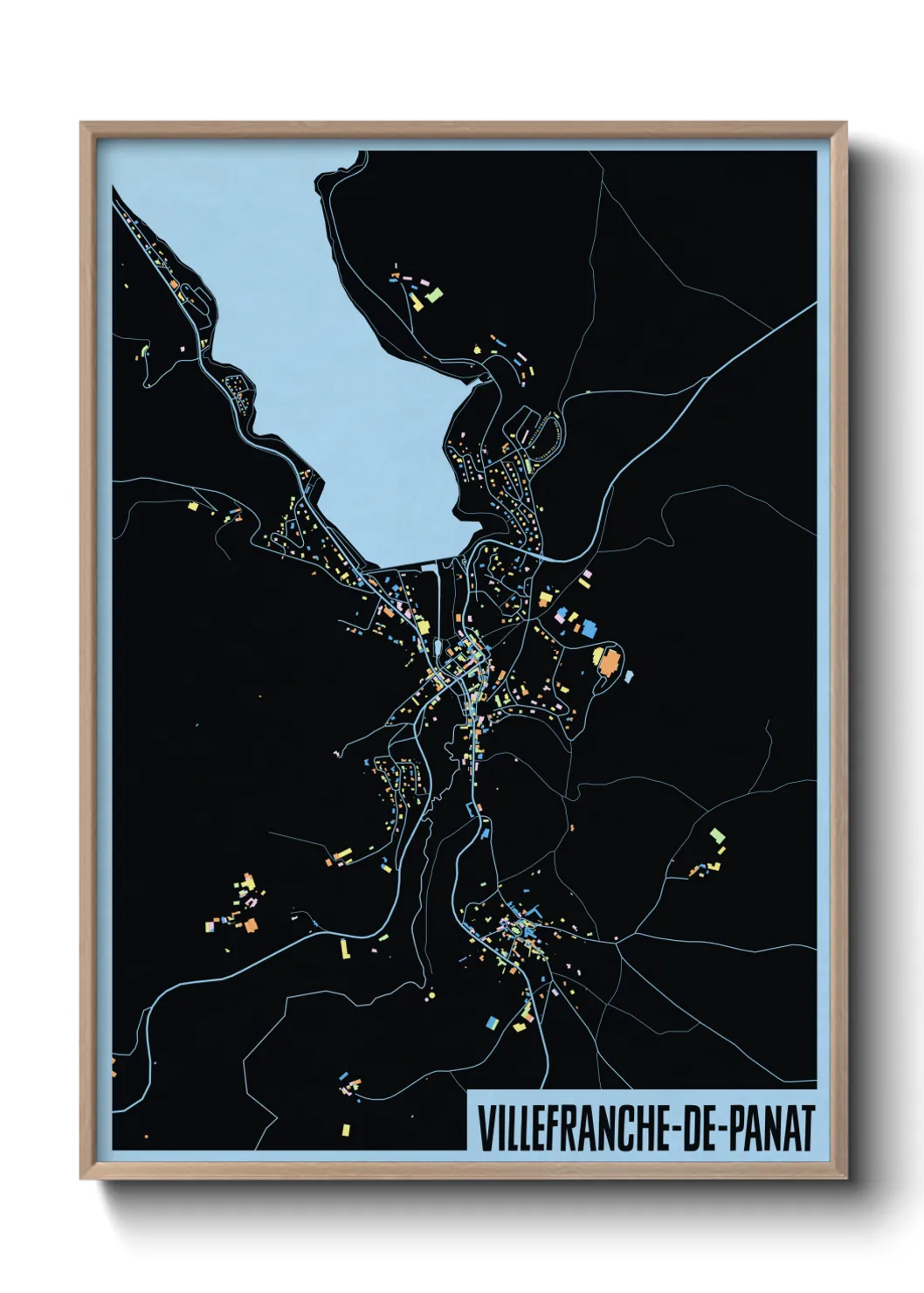 Une affiche de carte sur Villefranche-de-Panat