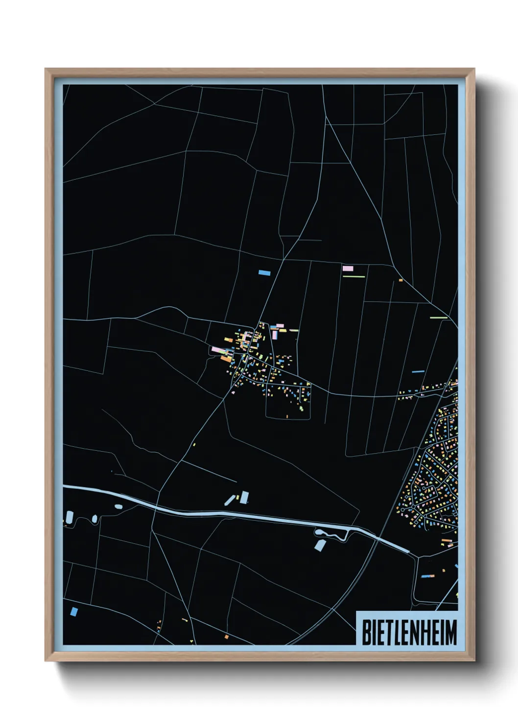 Une affiche de carte sur Bietlenheim