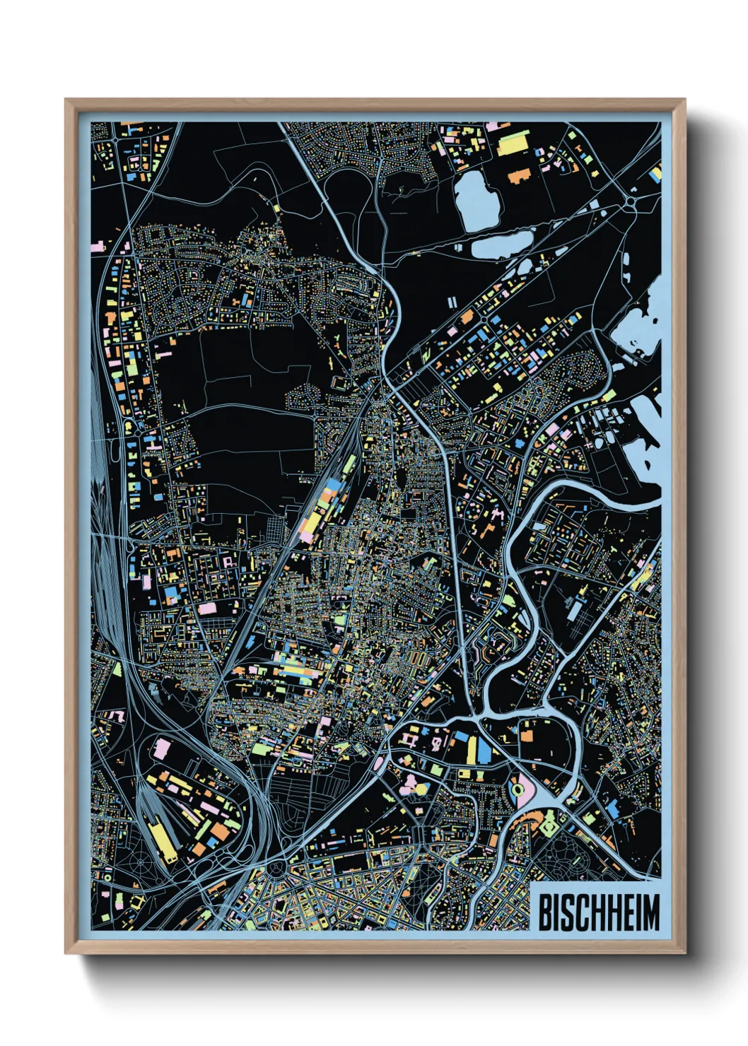 Une affiche de carte sur Bischheim