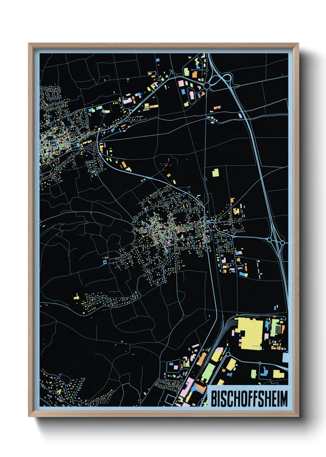 Une affiche de carte sur Bischoffsheim