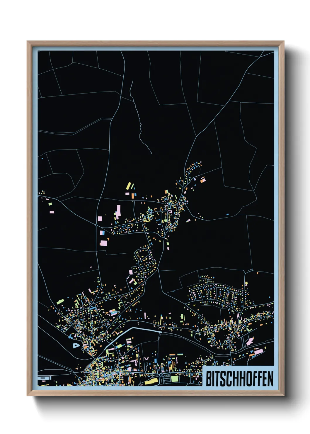 Une affiche de carte sur Bitschhoffen