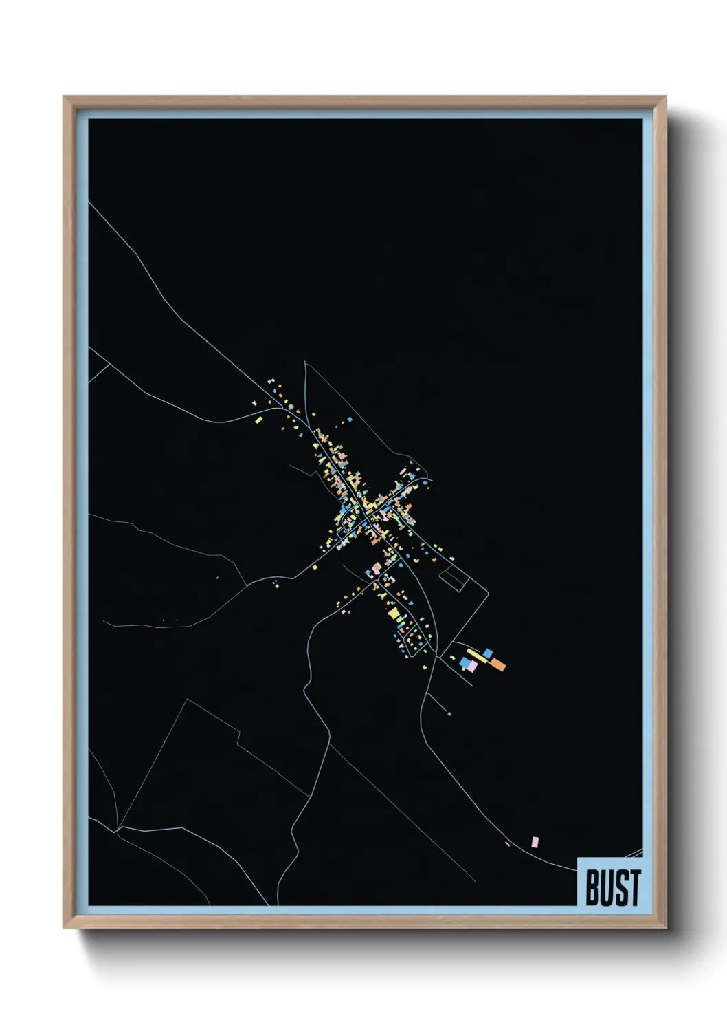 Une affiche de carte sur Bust