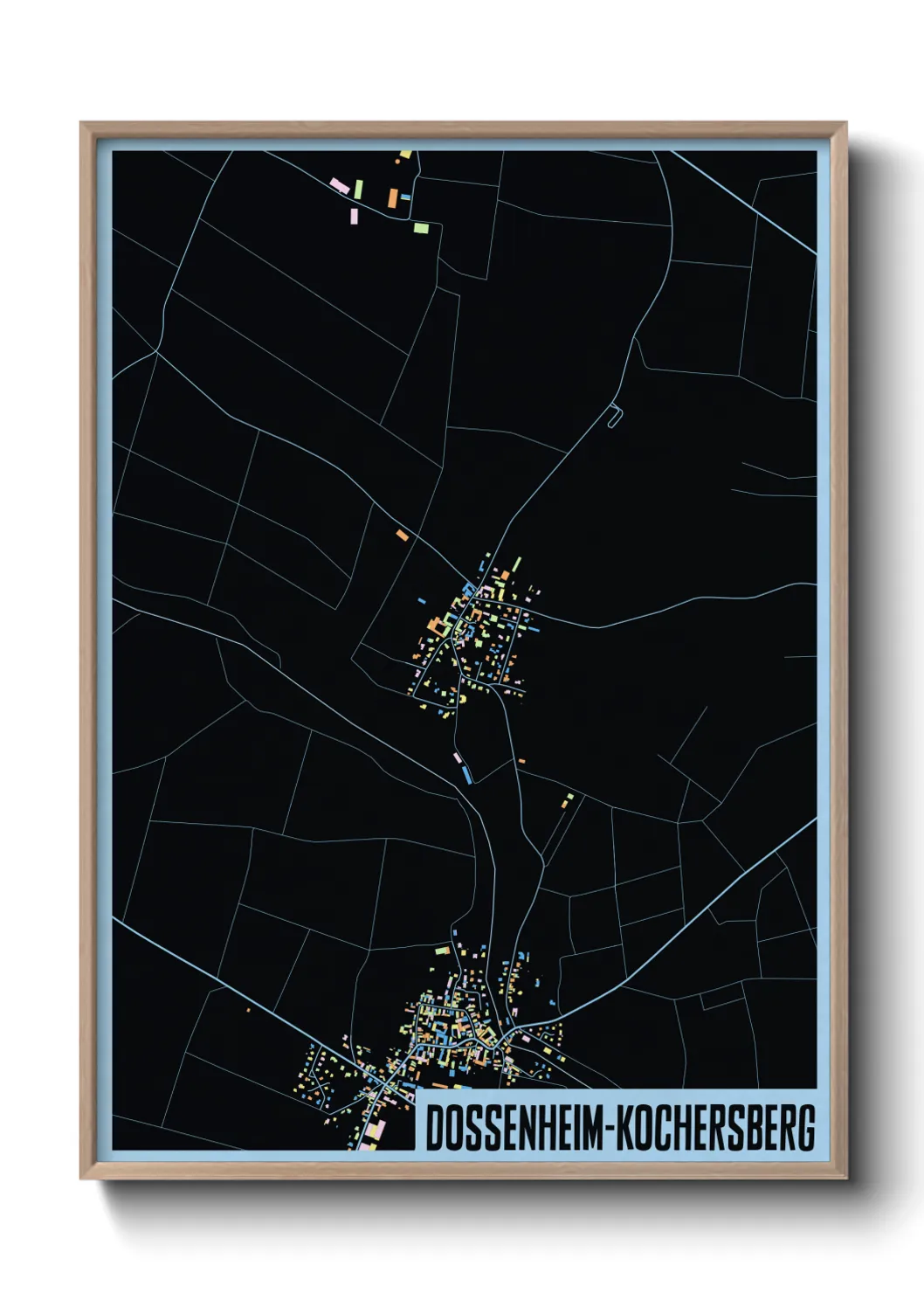 Une affiche de carte sur Dossenheim-Kochersberg
