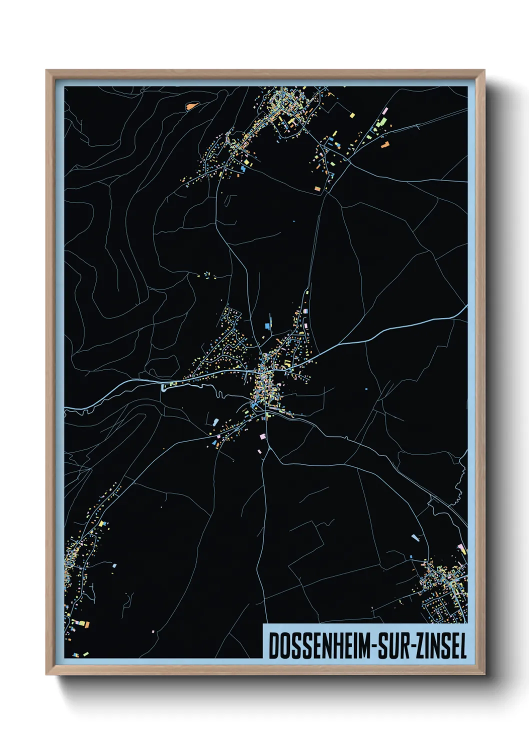 Une affiche de carte sur Dossenheim-sur-Zinsel
