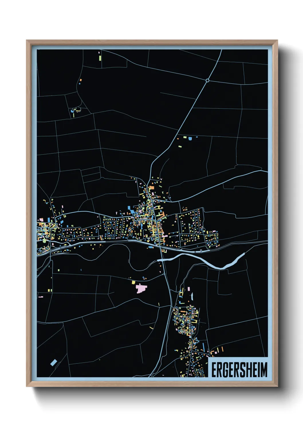 Une affiche de carte sur Ergersheim