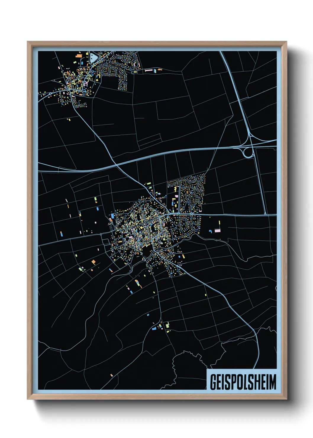 Une affiche de carte sur Geispolsheim