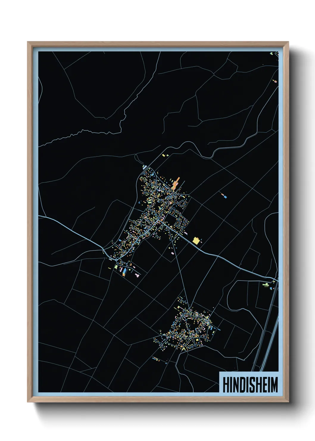 Une affiche de carte sur Hindisheim