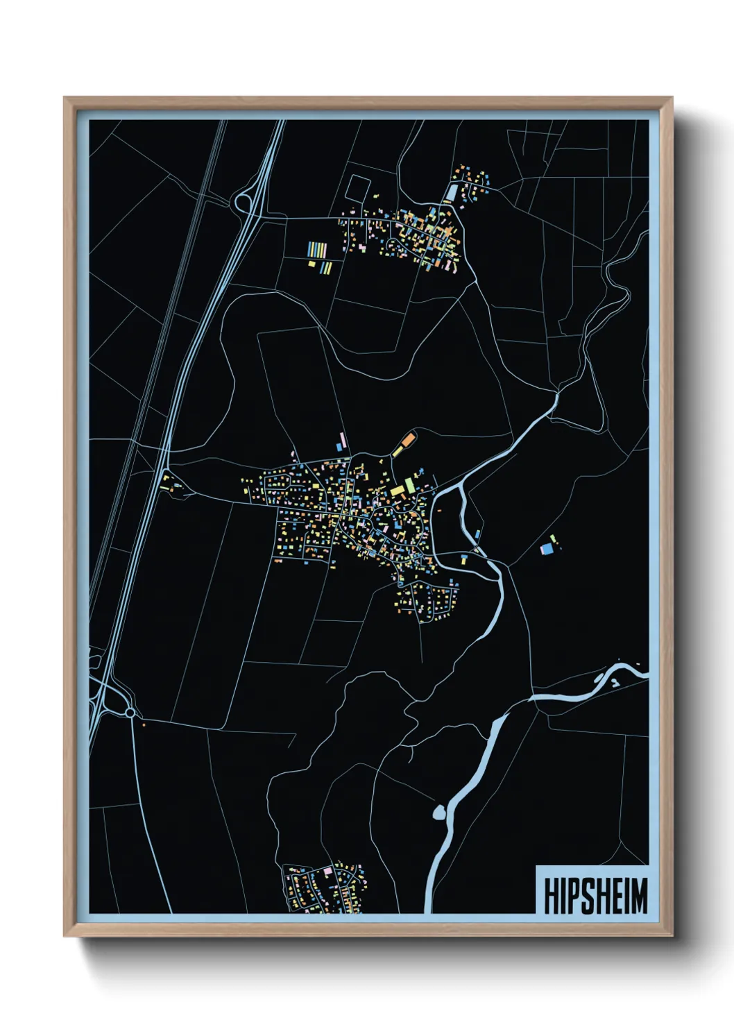 Une affiche de carte sur Hipsheim