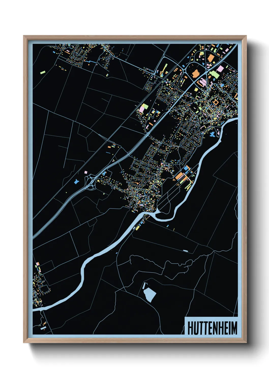 Une affiche de carte sur Huttenheim