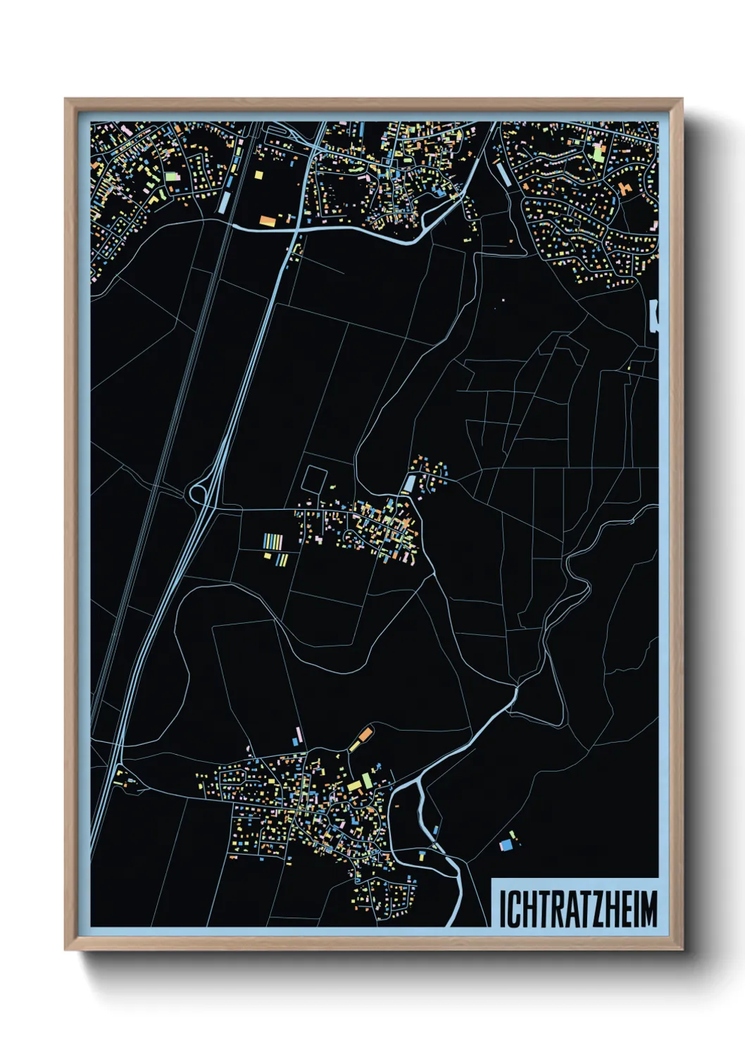 Une affiche de carte sur Ichtratzheim