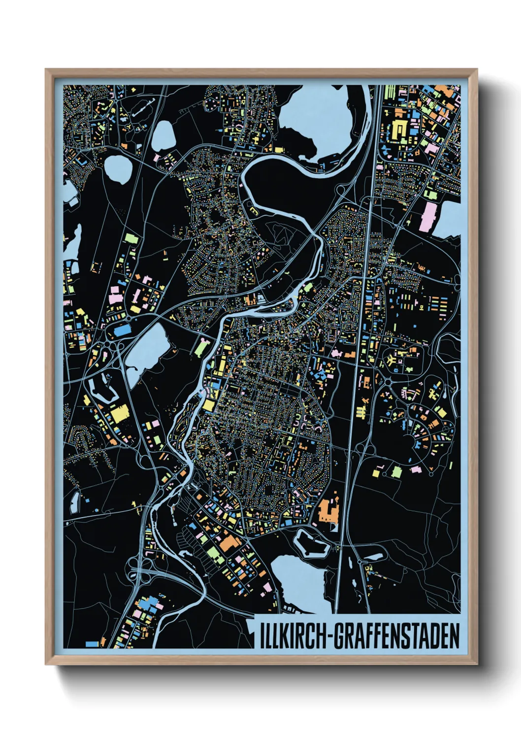 Une affiche de carte sur Illkirch-Graffenstaden
