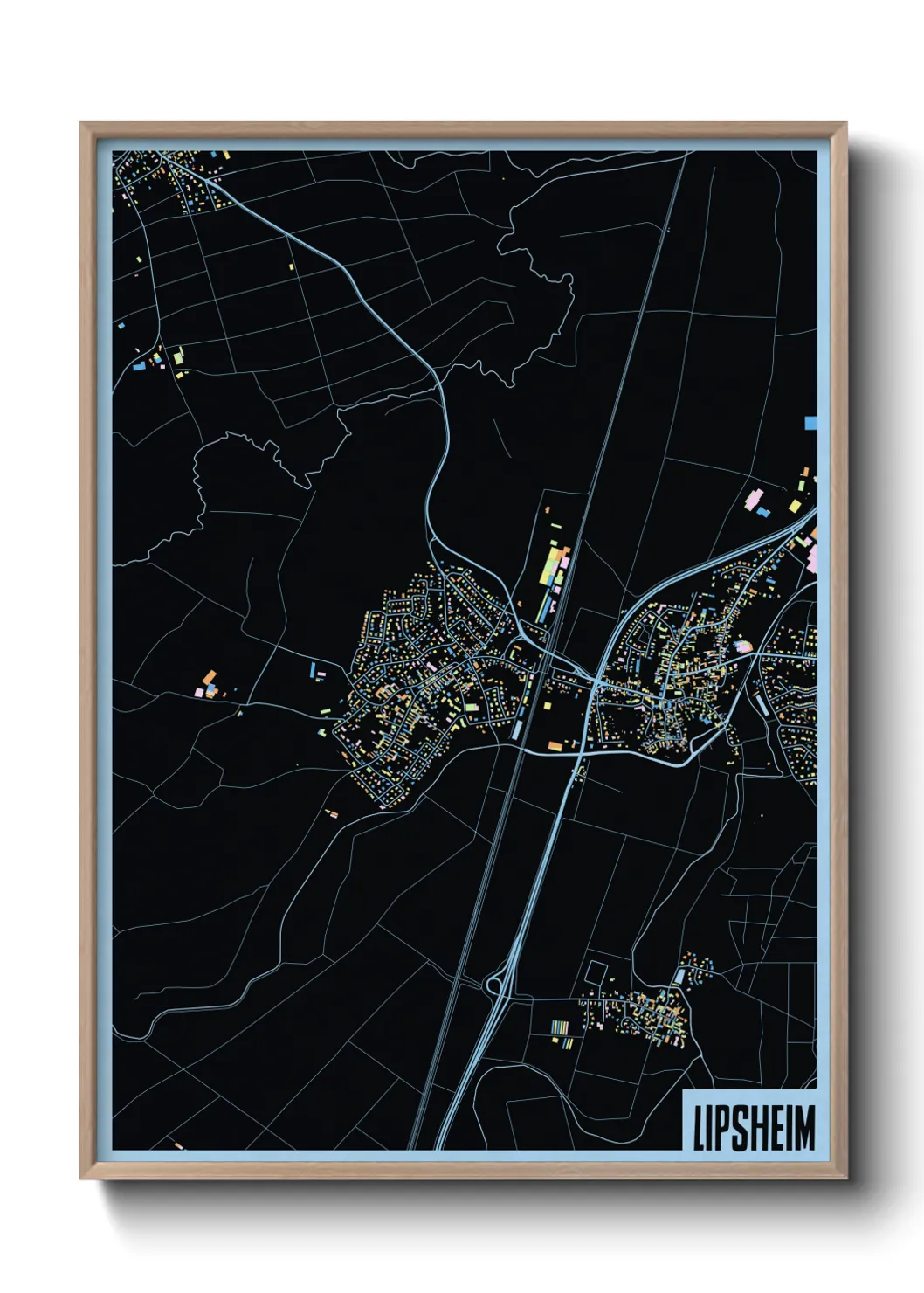 Une affiche de carte sur Lipsheim