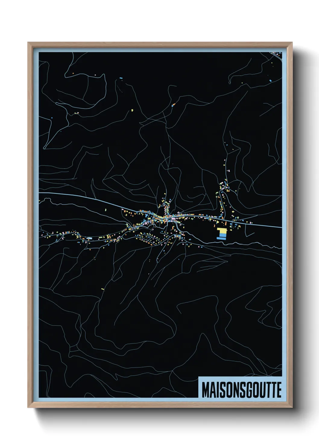 Une affiche de carte sur Maisonsgoutte