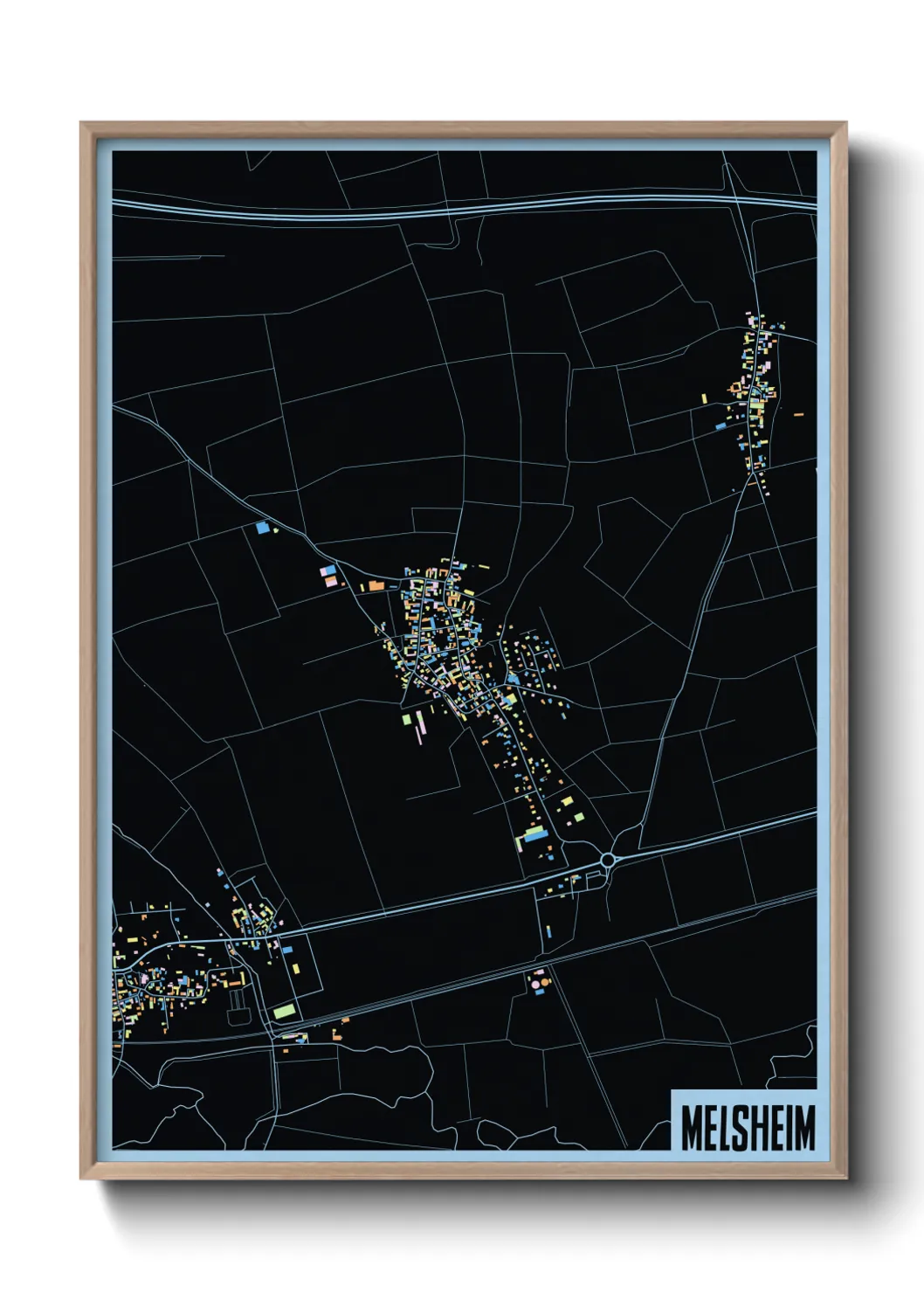Une affiche de carte sur Melsheim