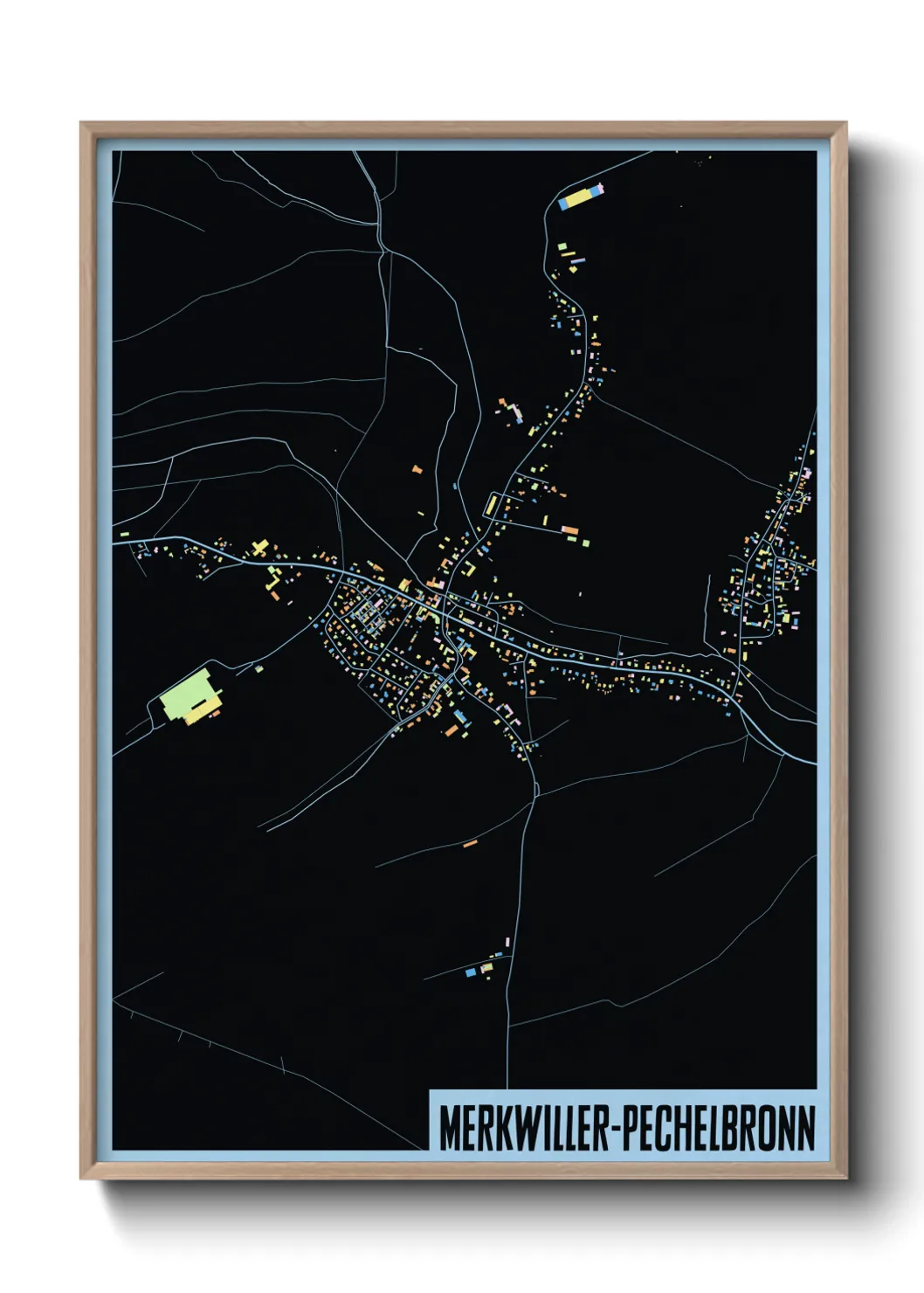 Une affiche de carte sur Merkwiller-Pechelbronn